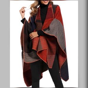 Color Block Poncho